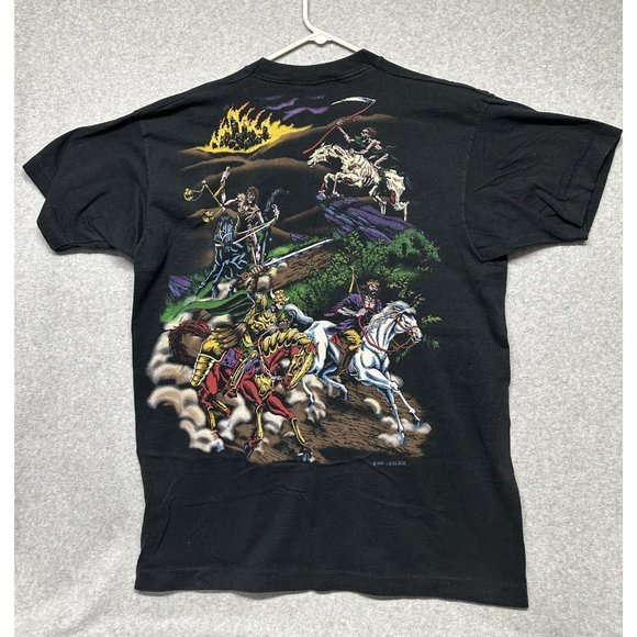 Vintage  1994 Liquid Blue 4 Horseman Shirt Reaper Skeleton AOP Gladiator King XL - Picture 10 of 10